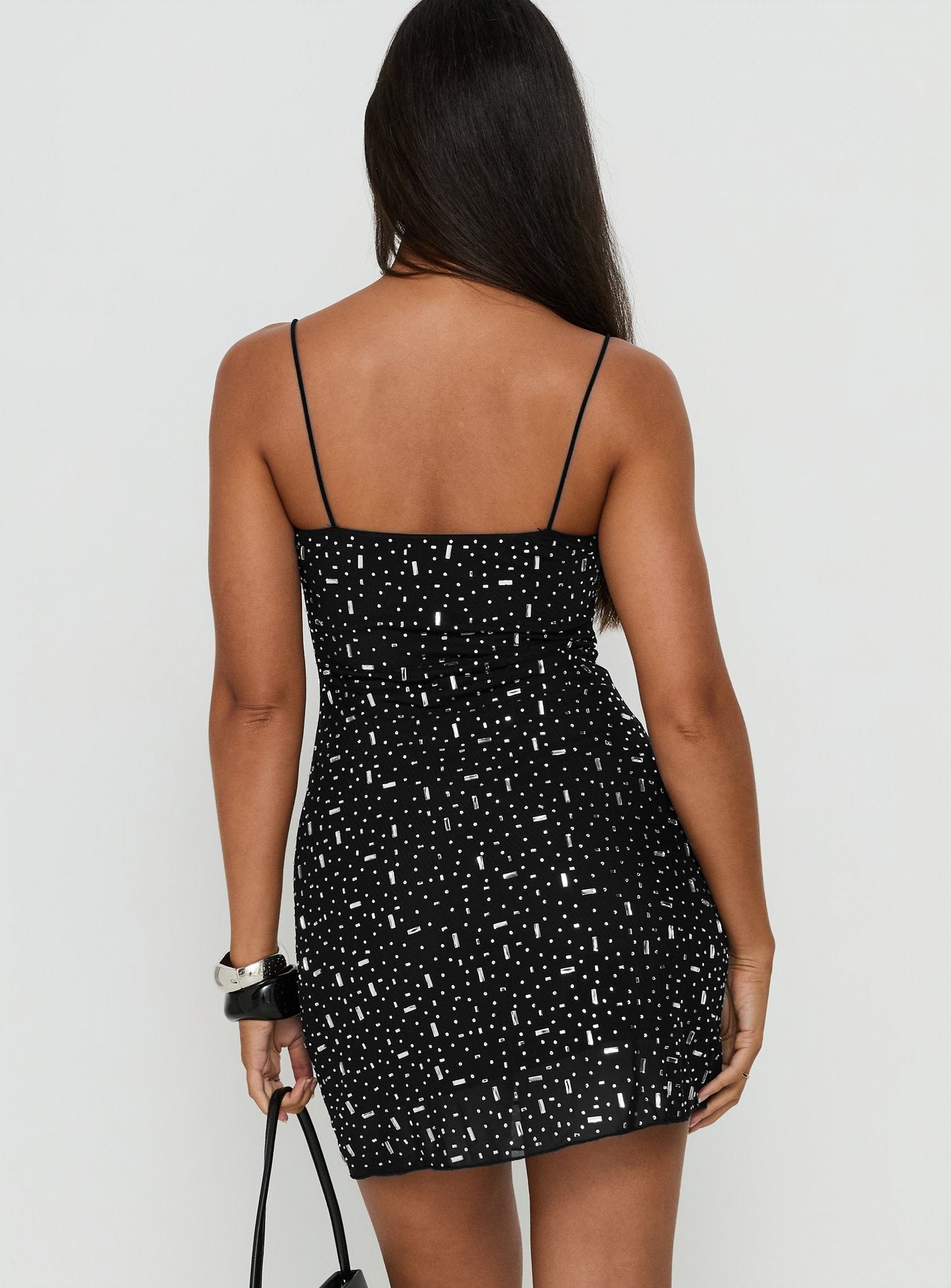 Anestassia Embellished Mini Dress / Black