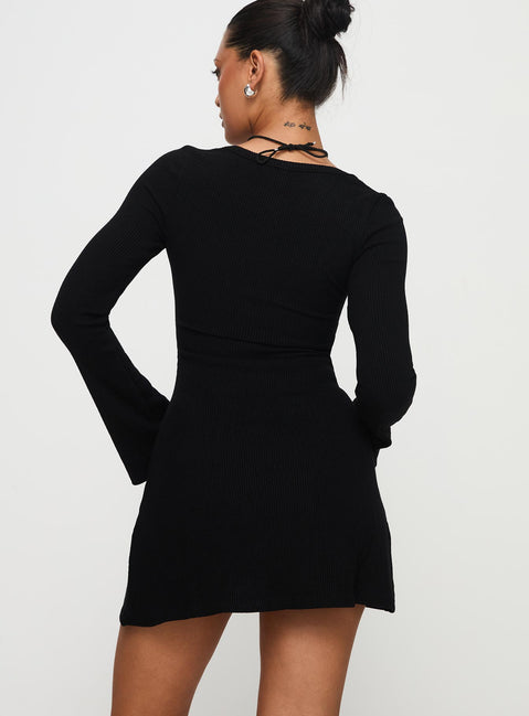 Best Interest Long Sleeve Mini Dress Black Petite | Princess Polly Best Interest Long Sleeve Mini Dress Black Petite | Princess Polly