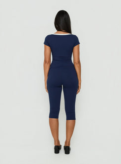 Rowanna Sporty Capri Pants Navy / Cream