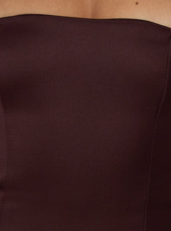 Soft Bloom Drop Waist Strapless Maxi Dress Chocolate