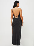 Princess Polly Asymmetric Neckline  Damelio Low Back Maxi Dress Black