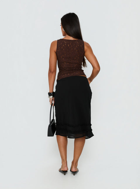 Clarabella Frill Midi Skirt Black