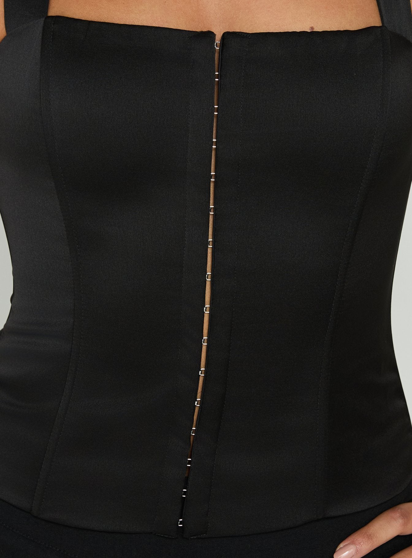 Gabriela Satin Halter Corset Top Black