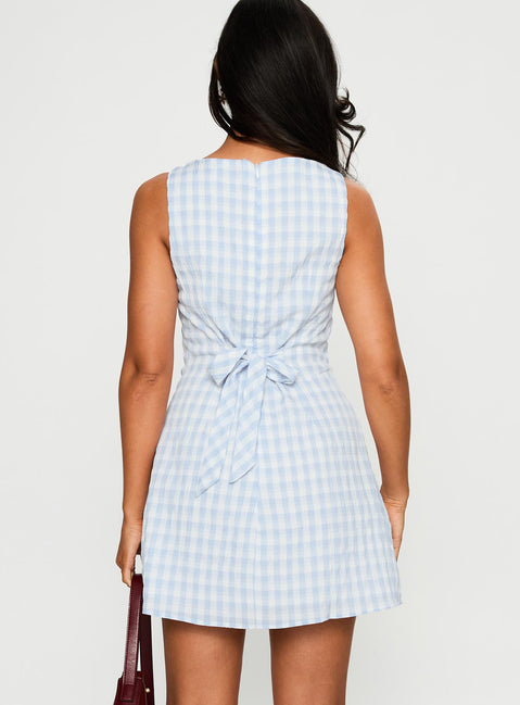 Alfalfa Mini Dress | Blue Check | Womens | Princess Polly Alfalfa Mini Dress | Blue Check | Womens | Princess Polly