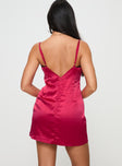 back view of model wearing Princess Polly Illiser Mini Dress Red Plunger 