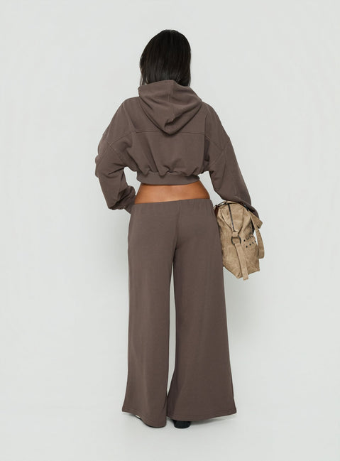 Kaeya Fleece Wide Leg Low Rise Pants Grey