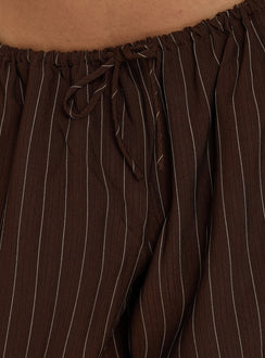 Bungala Oversized Relaxed Pants Brown Pinstripe