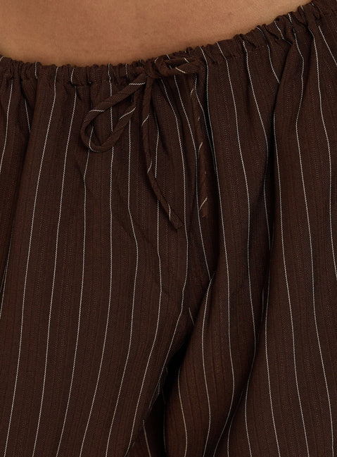 Bungala Oversized Relaxed Pants Brown Pinstripe