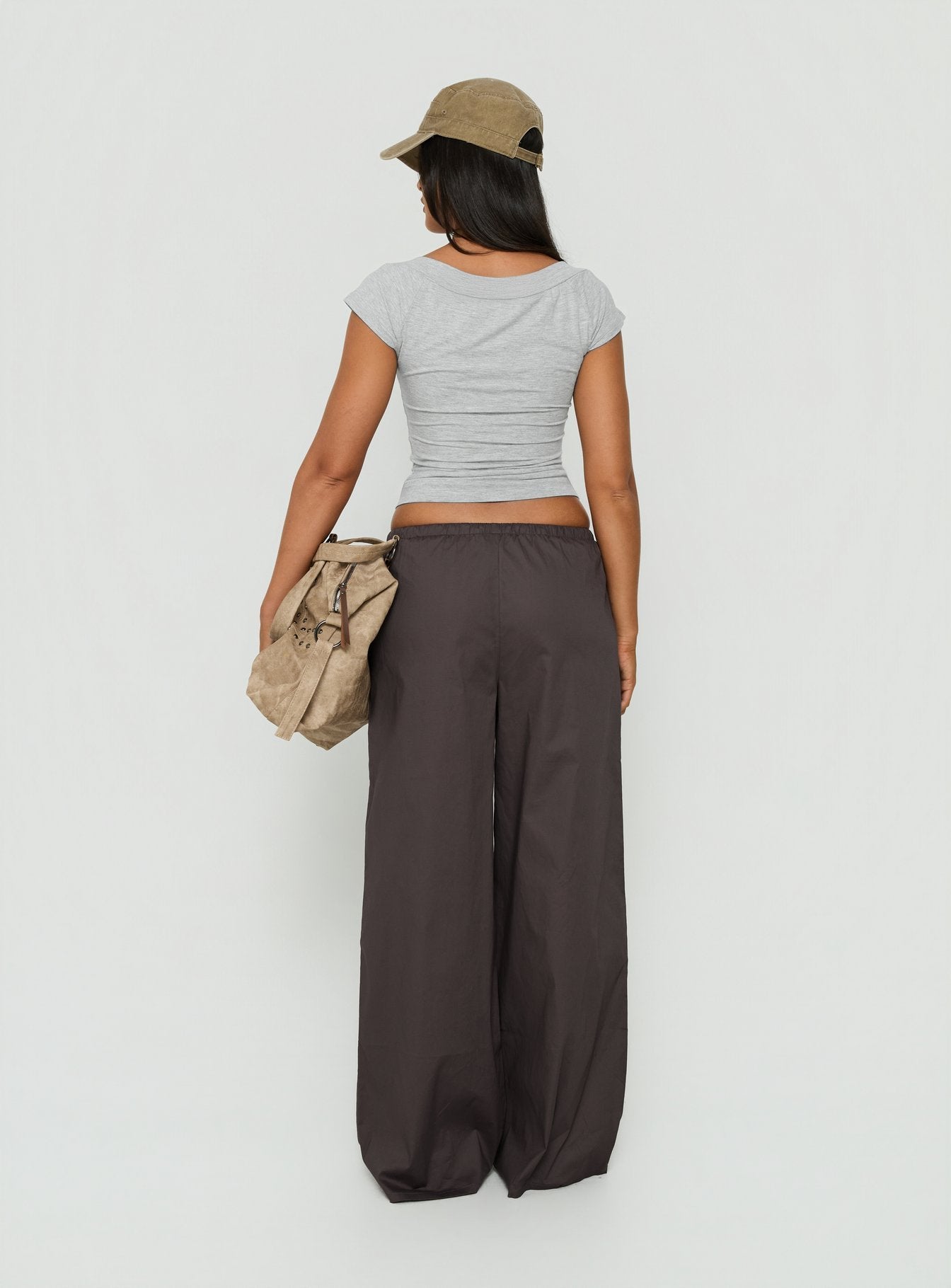 Toren Drawstring Straight Leg Pants Charcoal