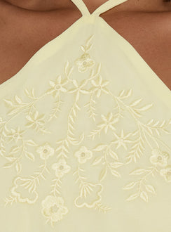 Junaya Arrowneck Fringe Detail Top Lemon