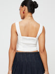 Crop top Fixed shoulder straps, square neckline, zip fastening