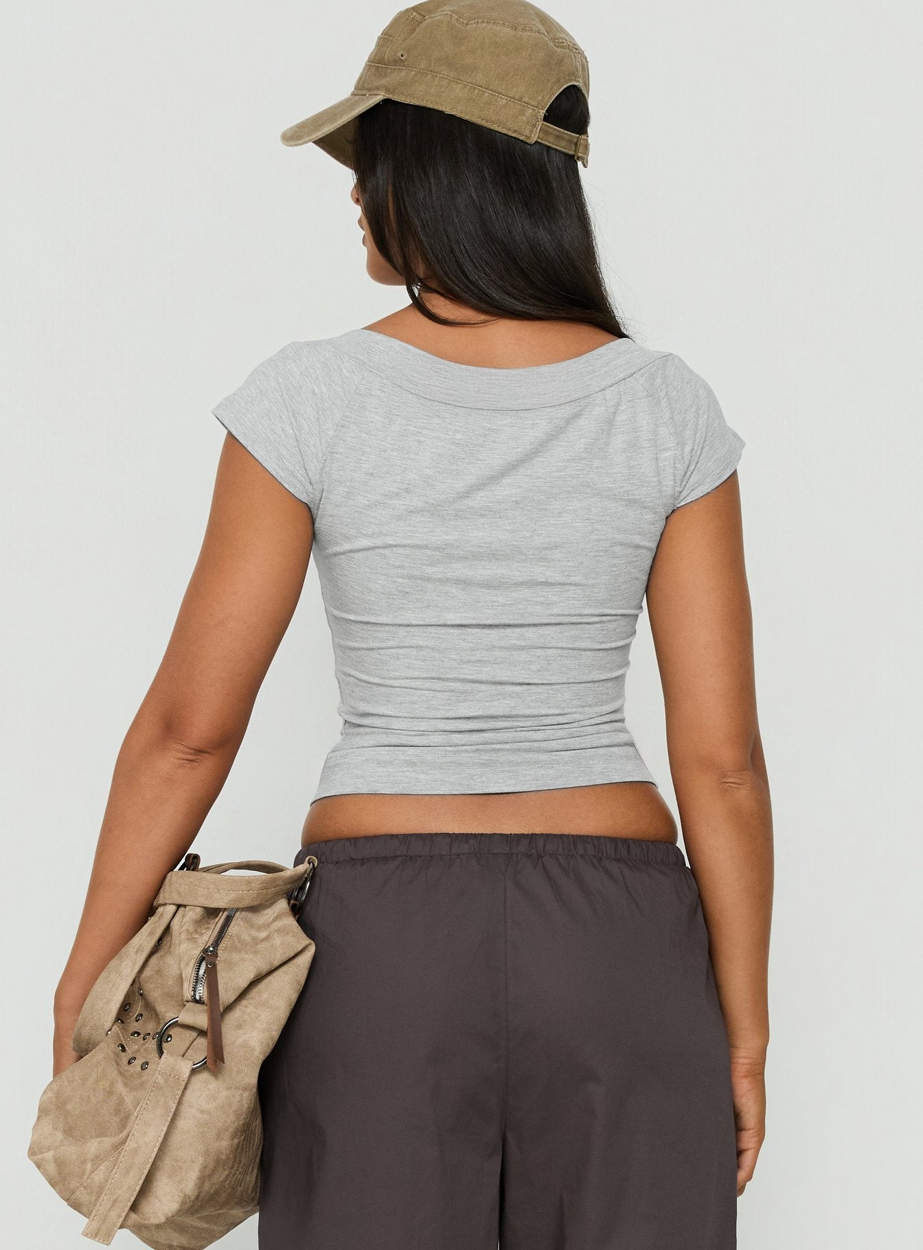Trixee Boatneck Jersey Top Grey