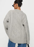 back view of model wearing Princess Polly Gigi Knit Sweater Cloud Long 