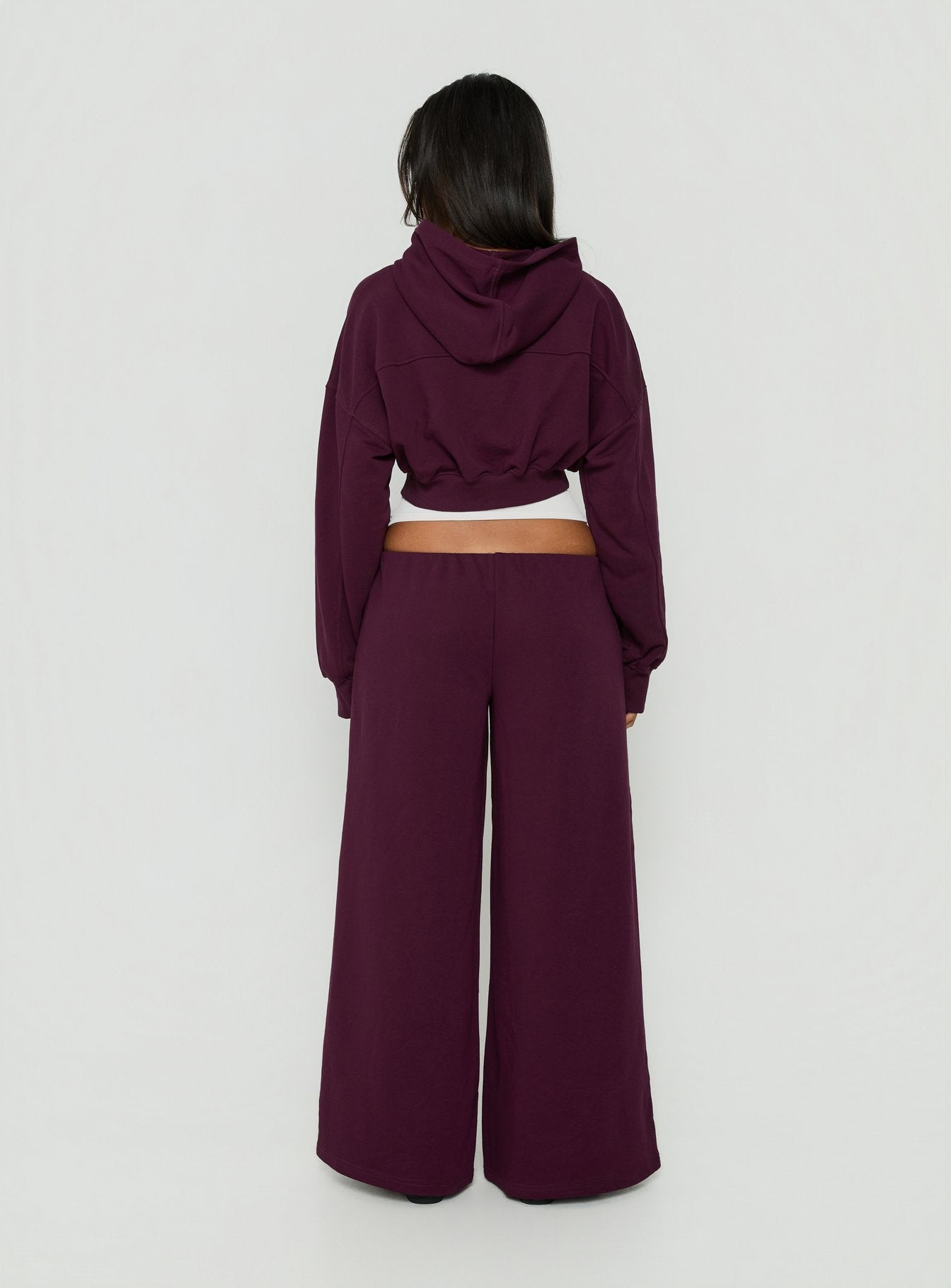 Kaeya Fleece Wide Leg Low Rise Pants Plum