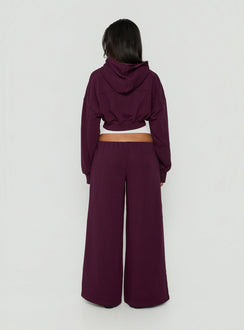 Kaeya Fleece Wide Leg Low Rise Pants Plum