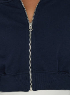 Lanna Fleece Zip Through Cropped Hoodie Navy