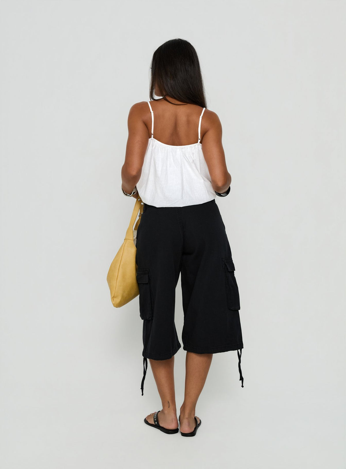 Hudsen Longline Cargo Shorts Washed Black Petite