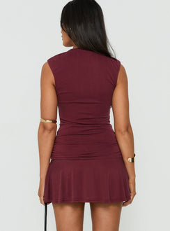 Karmica Keyhole Ruched Mini Dress Plum