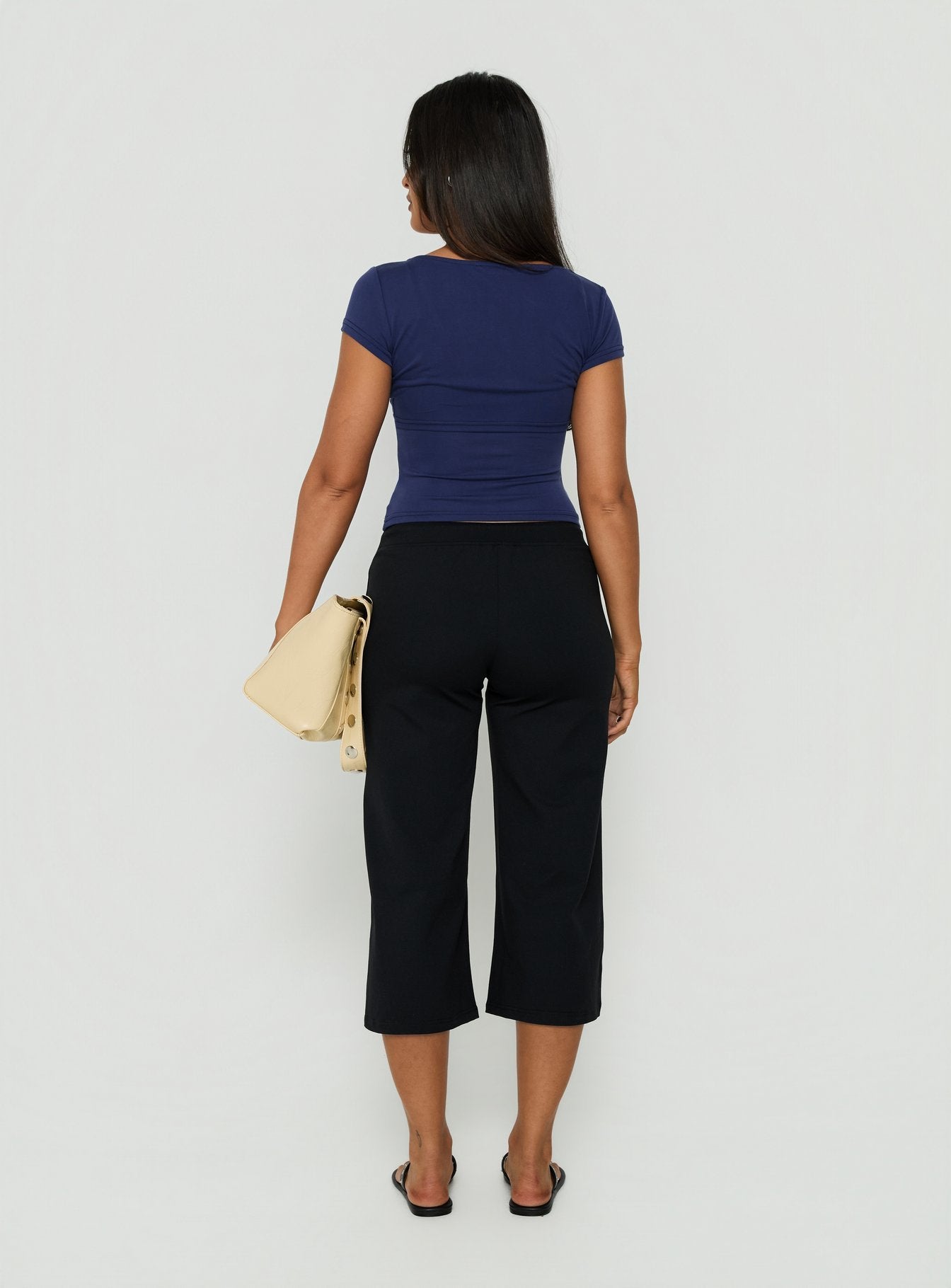 Kallora Low Rise Wide Leg Capris Black
