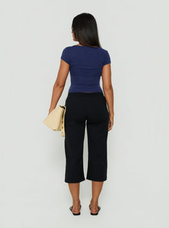 Kallora Low Rise Wide Leg Capris Black