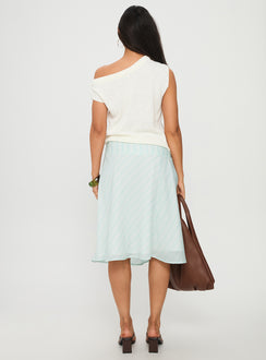 back view of model wearing Princess Polly Alunara Midi Skirt Aqua Stripe Midi Skirts 