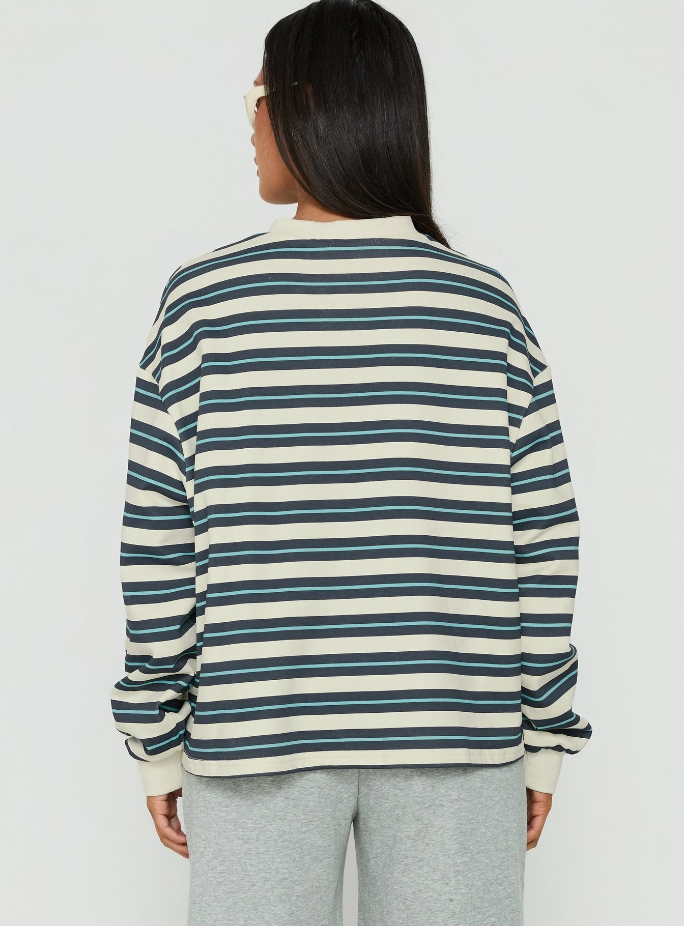 Opollo V Neck Jumper Blue Multi Stripe
