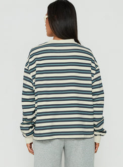Opollo V Neck Jumper Blue Multi Stripe