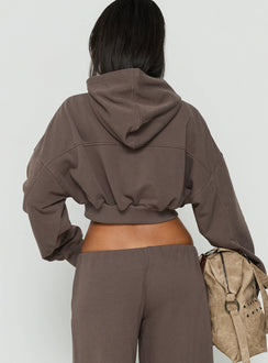 Lanna Fleece Zip Through Cropped Hoodie Grey
