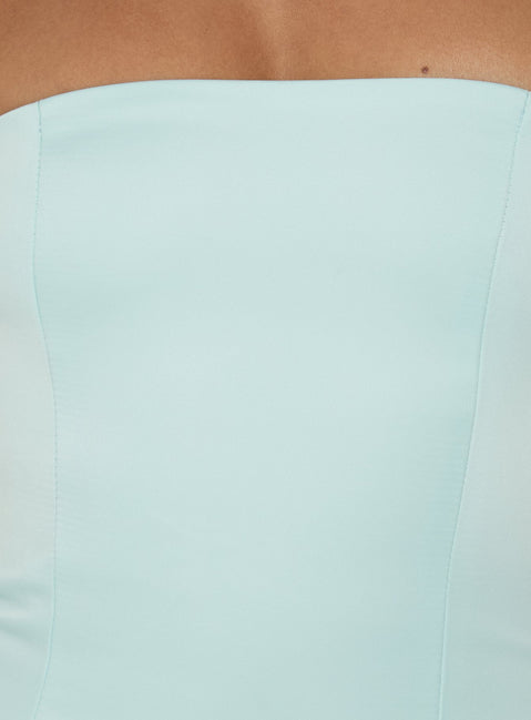 Soft Bloom Drop Waist Strapless Maxi Dress Blue