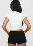 back view of model wearing Princess Polly Baseline Square Neck Rib Top White Short Sleeves Square Neck 