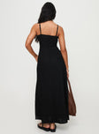 back view of model wearing Princess Polly Harkonnen Maxi Dress Black Plunger 