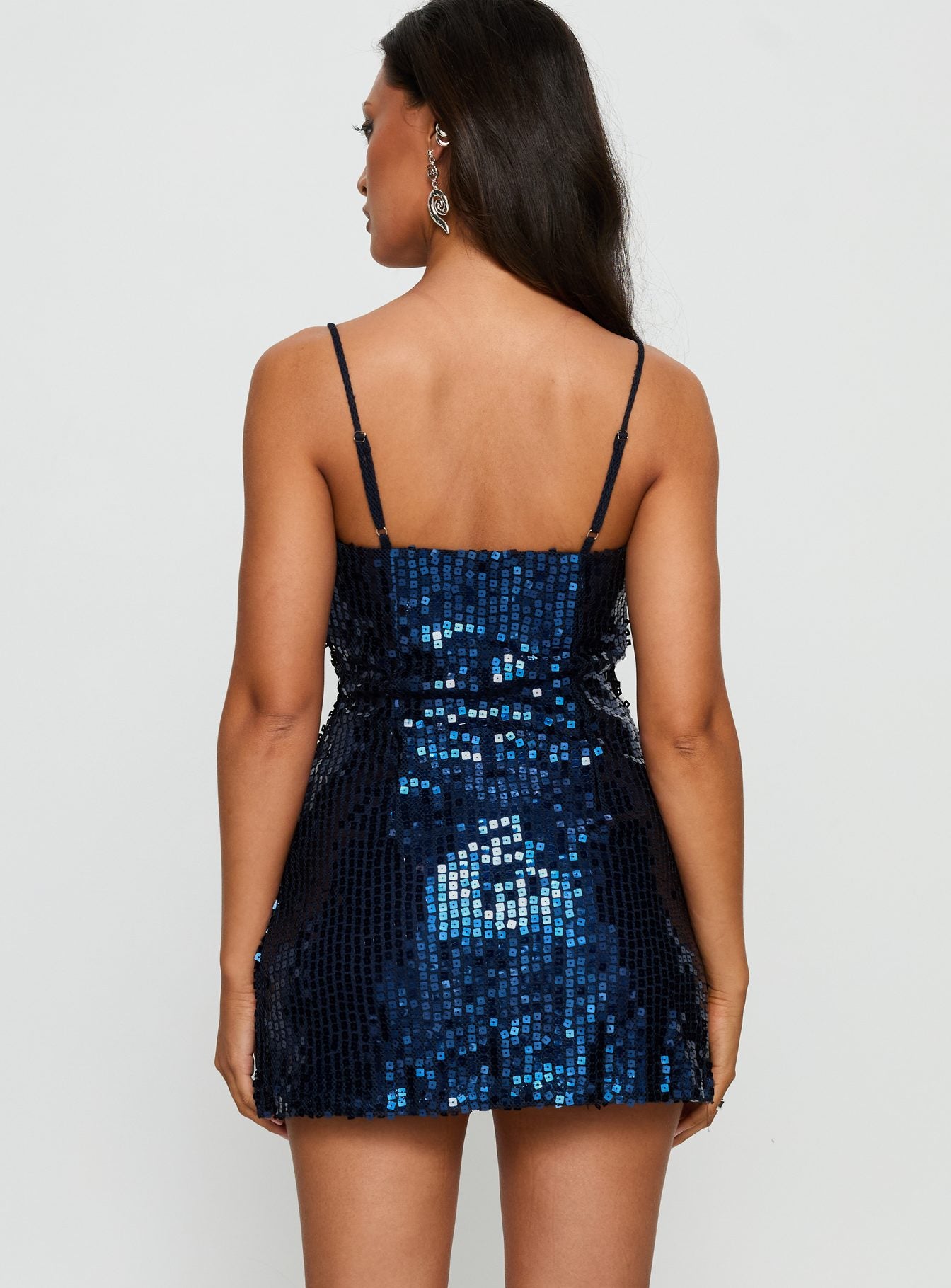 Atlaza Sequin Mini Dress Navy | Princess Polly Atlaza Sequin Mini Dress Navy | Princess Polly