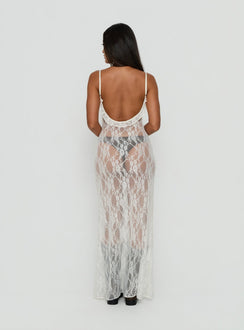 Wall Of Sound Sheer Lace Maxi Dress Antique White