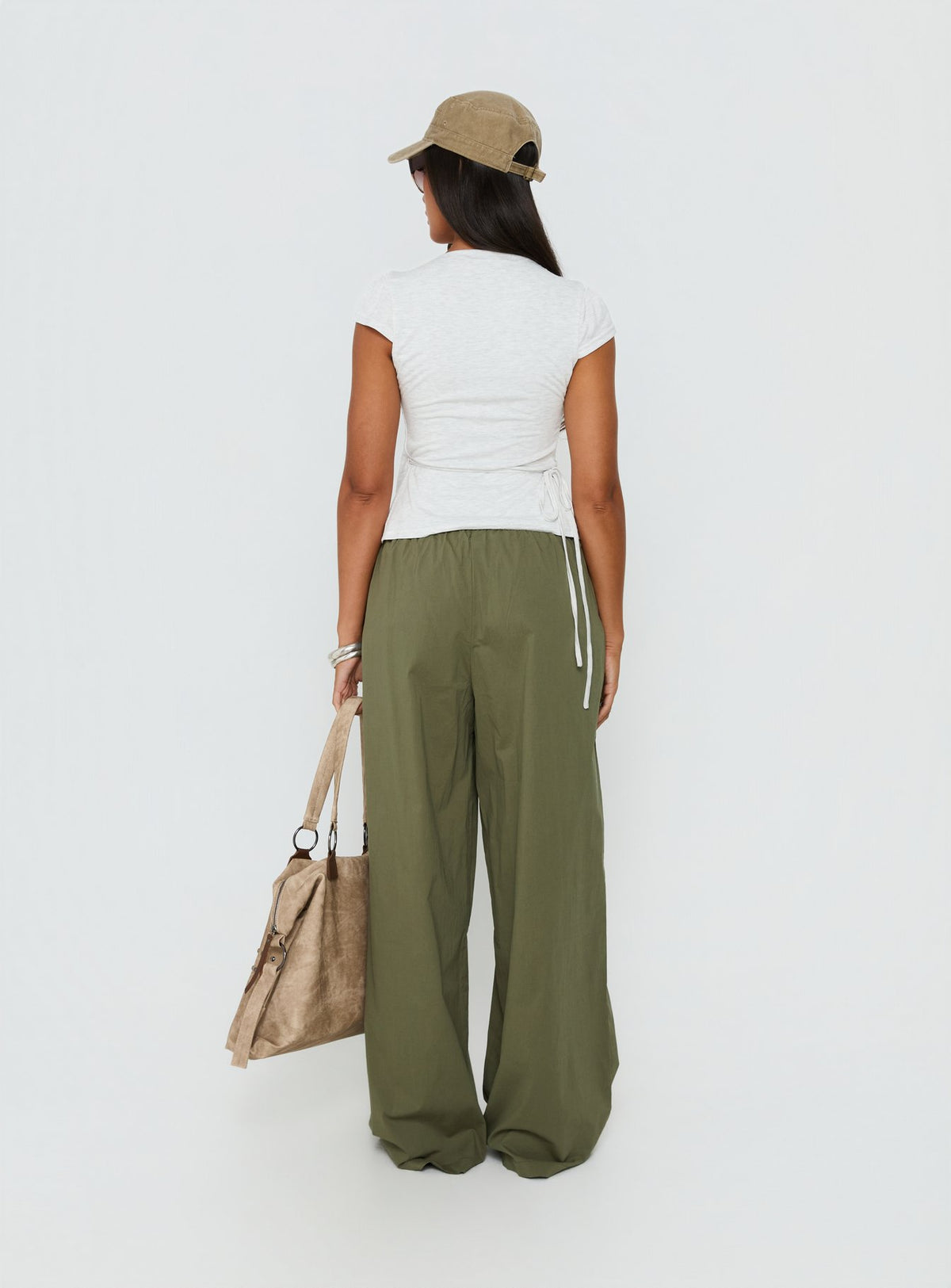 Lunea Concealed Waistband Pants Khaki Petite