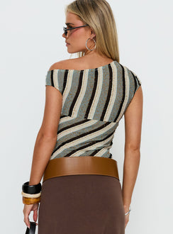 Darcia One Shoulder Top Multi Stripe