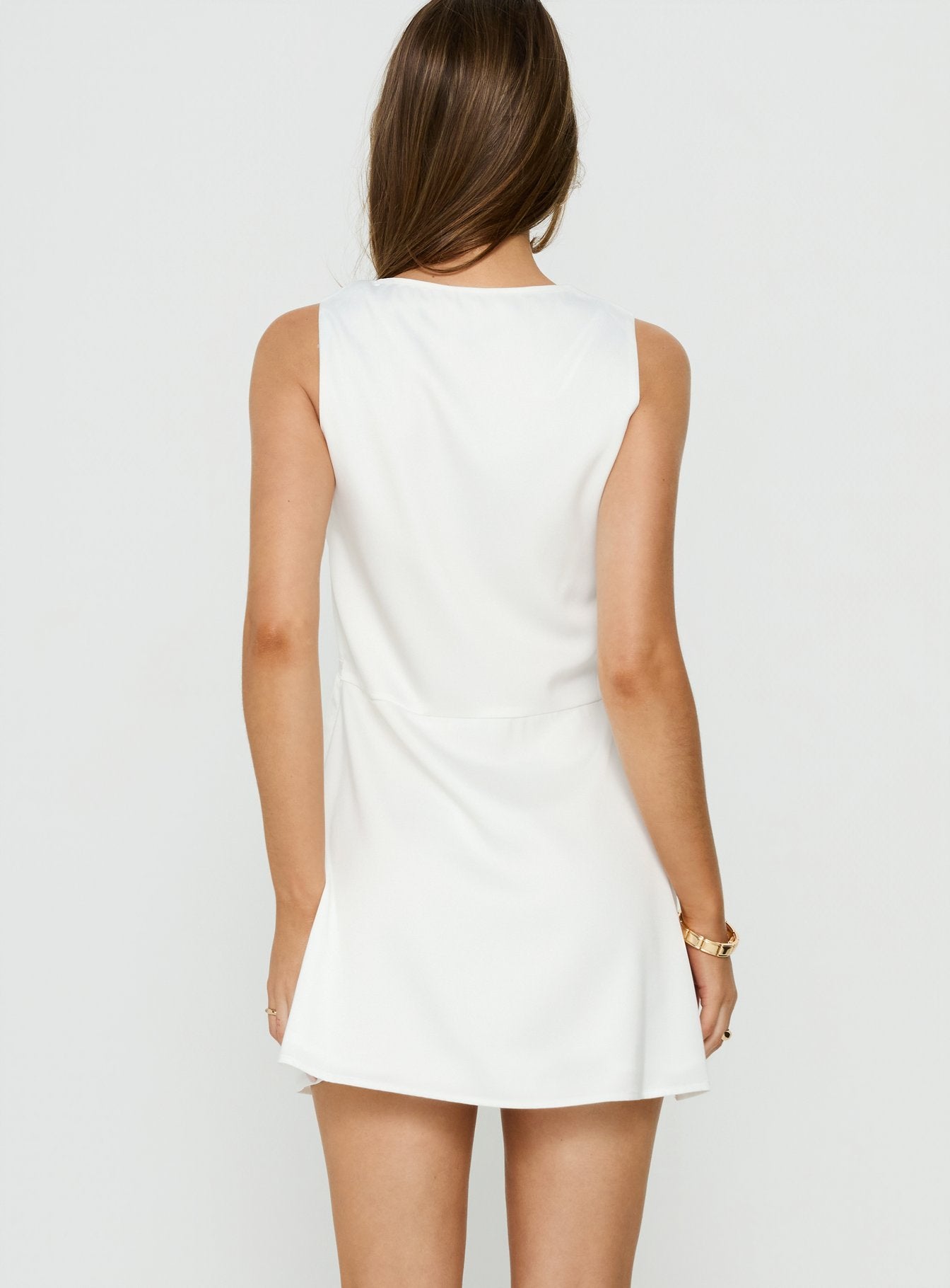 deep plunge embellished mini dress in white Holii Plunge Neck Embellished Mini Dress White