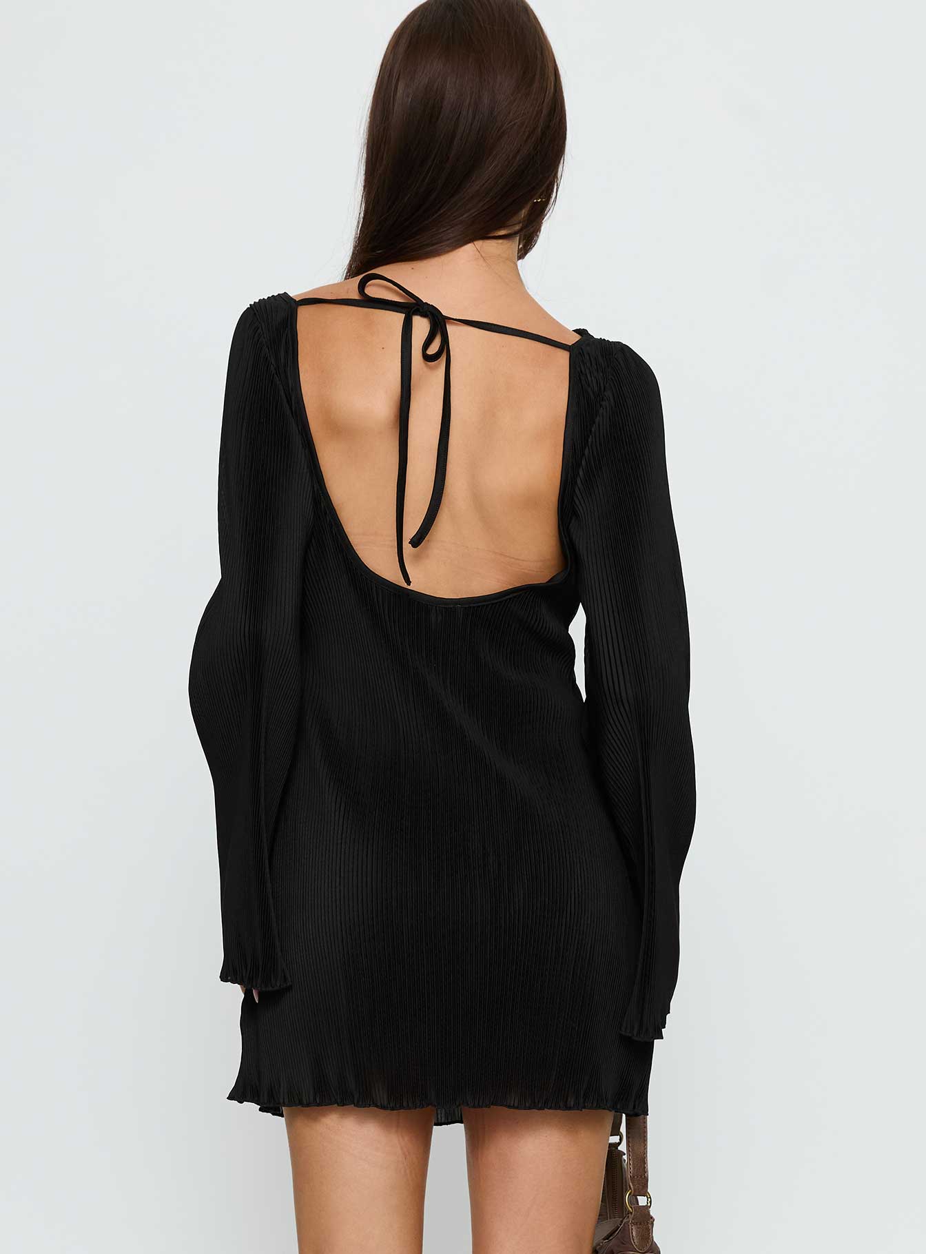 Lukea Long Sleeve Plisse Mini Dress Black | Princess Polly Lukea Long Sleeve Plisse Mini Dress Black | Princess Polly