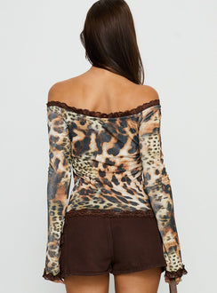 Mochapella Off The Shoulder Top Animal