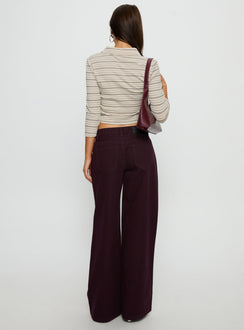 back view of model wearing Princess Polly Supercut Low Rise Baggy Pleat Jeans Currant Mid Rise Jeans 