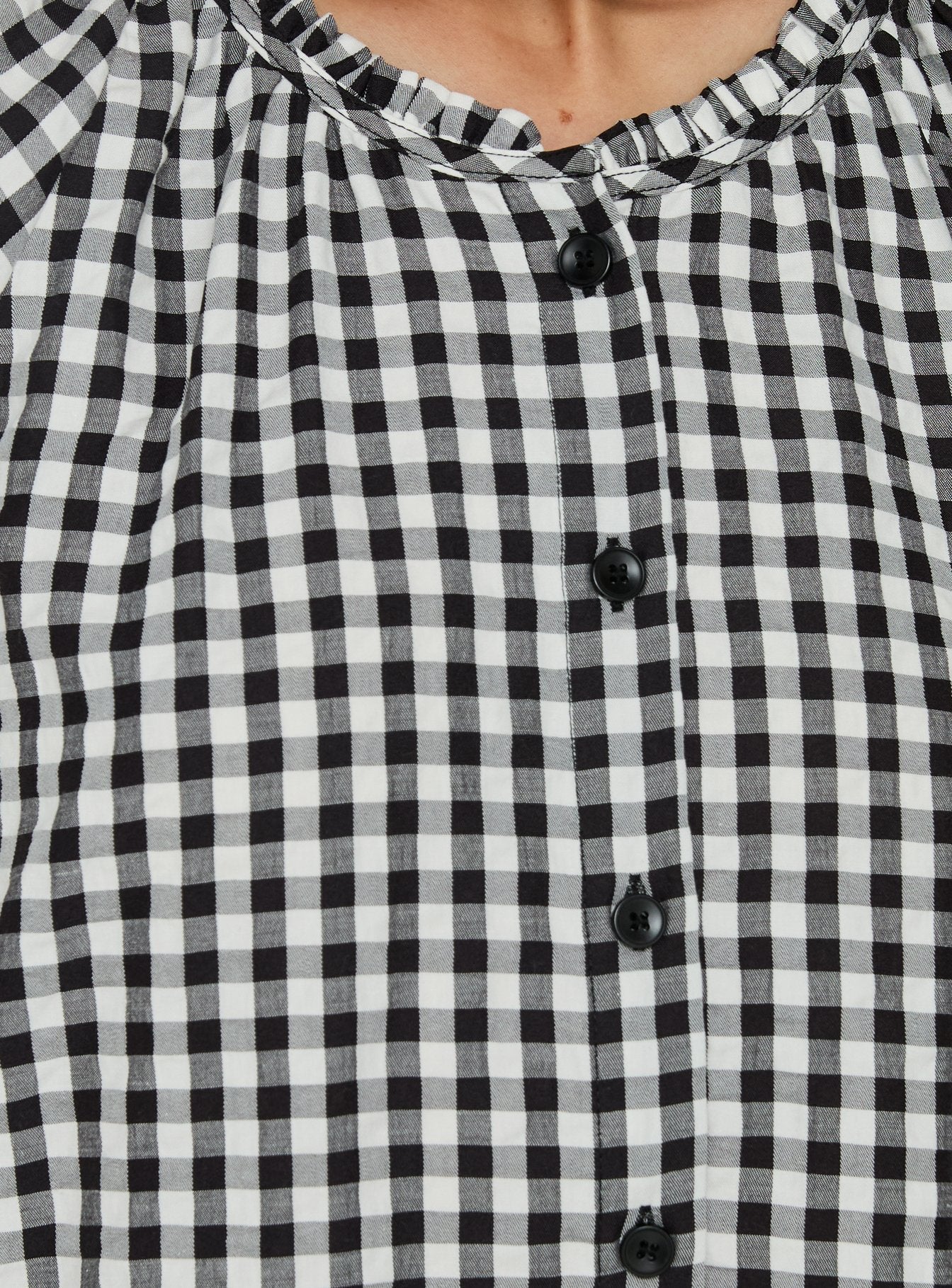 Angelikah Babydoll Mini Dress Black / White Gingham