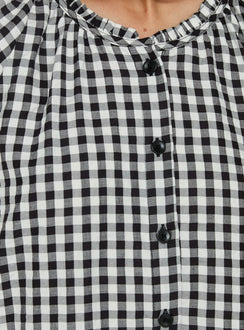 Angelikah Babydoll Mini Dress Black / White Gingham
