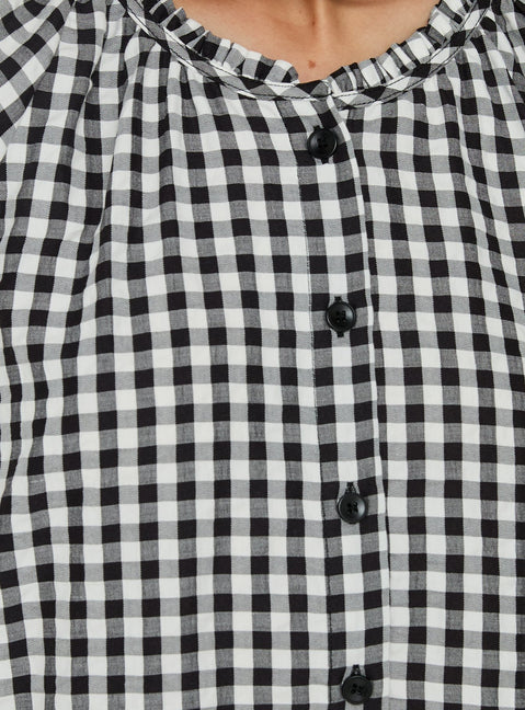 Angelikah Babydoll Mini Dress Black / White Gingham