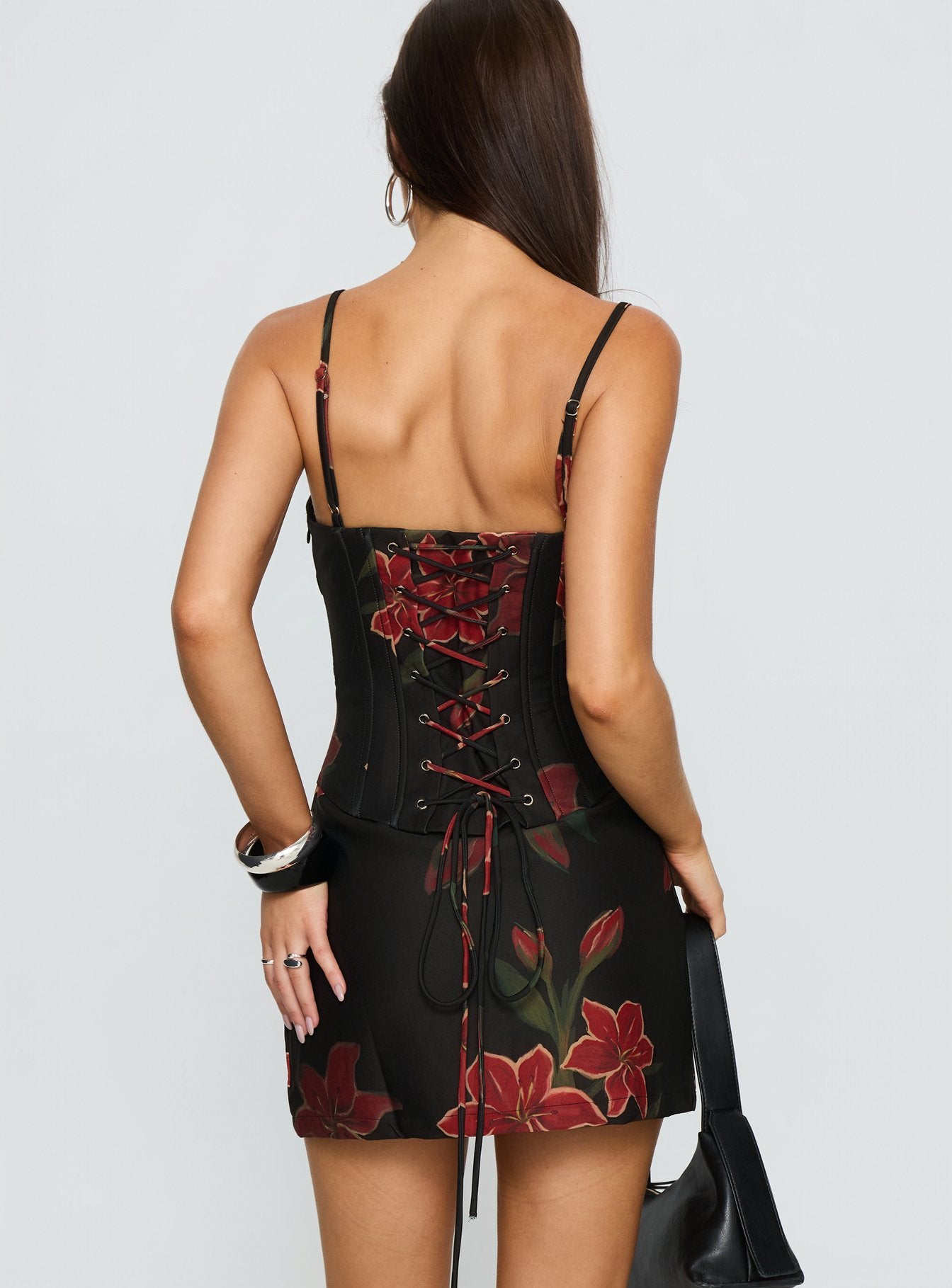 Julisa Corset Mini Dress Red / Black Floral | Princess Polly Julisa Corset Mini Dress Red / Black Floral | Princess Polly