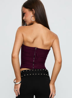Oscuro Longline Mesh Corset Top Currant