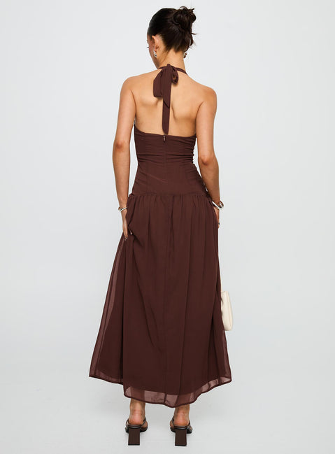 Chestnut Drop Waist Maxi Dress | Brown | Womens | Princess Polly Chestnut Drop Waist Maxi Dress | Brown | Womens | Princess Polly