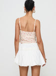 back view of model wearing Princess Polly Dear London Bubble Hem Mini Skirt White Mini Skirts 