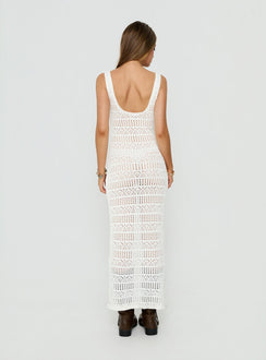 Ledena Knit V Neck Maxi Dress Cream