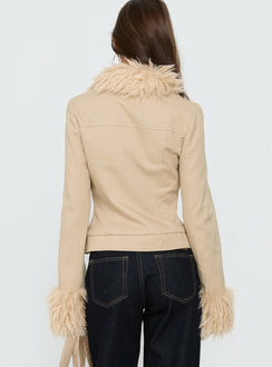 Nindie Faux Fur Contrast Jacket Tan