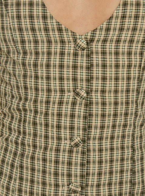 Sylvara Button Up Playsuit Green Check