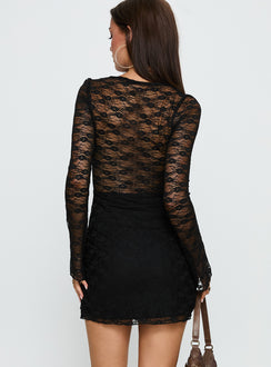 Best You Had Lace Long Sleeve Mini Dress Black